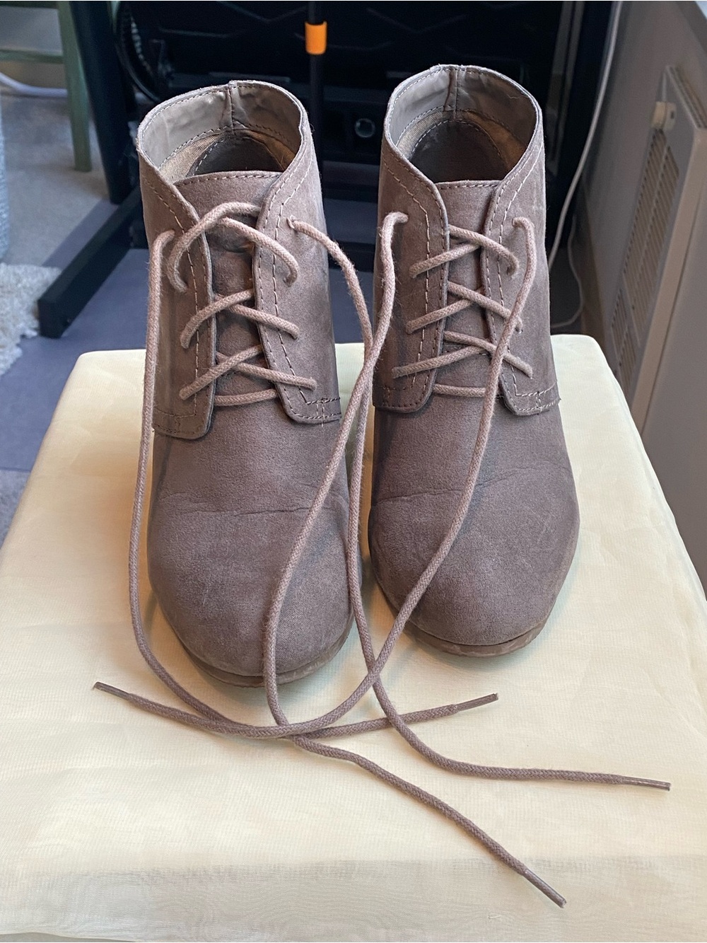 Arizona Jean Company Taupe Suede Lace-Up Ankle Booties